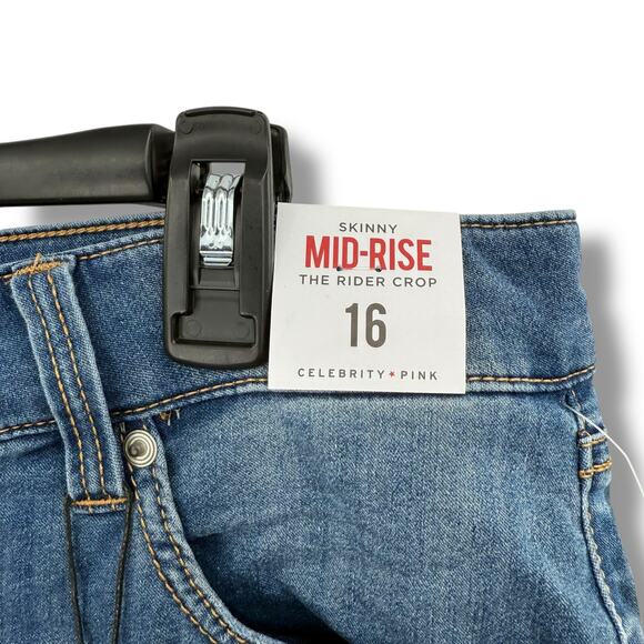 NEW Celebrity Pink Mid Rise Skinny Cropped Jeans Size 16 The Rider Crop Blue NWT - Picture 6 of 9